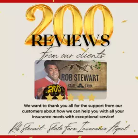 Rob Stewart - State Farm Insurance Agent
200 Google Reviews!