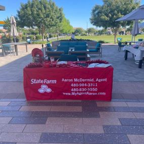 All set up and ready to go on this beautiful Arizona Day! 
We are at Cadence at Gateway
for a vendor fair, come on out and join the fun…. and of course swing by our table and say hello we would love to see you! 
#statefarminsurance
#neighborhood
#artsandcrafts
#FamilyFunDay