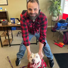 FINESSE is HERE! Manchester Animal Shelter  has brought this sweet boy in; He is available for adoption and ready to meet you today! He is enjoying treats from Gunther's Goodies  and just like Jason he likes Flannel too!