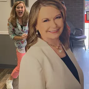 Nikki is excited about the life-sized Sheila portrait!! ????