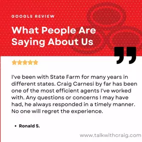 Our customers are the center of what we do each day. It means the world when customers like Ronald share their experience with our agency. Thank you for sharing Ronald!