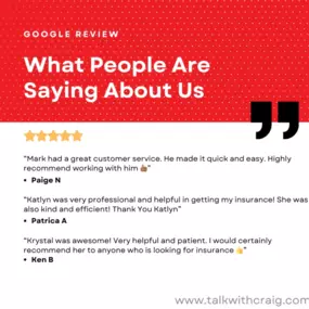 Our entire team is being celebrated by our customers! Thank you for taking the time to share these kind words about Mark, Katlyn and Krystal! We're saving people money every day by switching to State Farm. Give our team a call or stop by today!