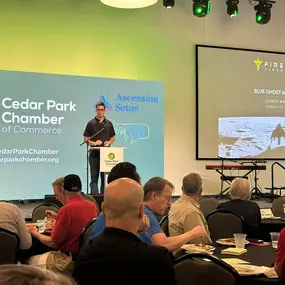 Enjoying an out of this world lunch presentation from Joseph Marlin, chief engineer at Firefly Aerospace. Thanks to the Cedar Park Chamber of Commerce for this fantastic lunch meeting!