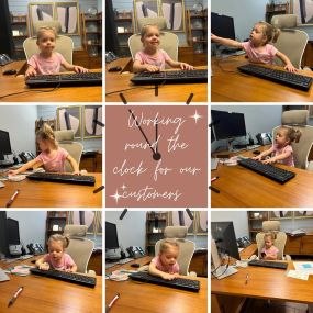 Oaklan is hard at work for our customers today! 
#workingbaby #statefarm #marlarogersneighborhood #cutestemployee