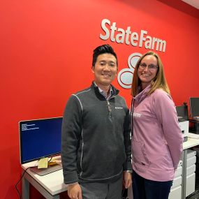 Andrew Wright State Farm Insurance agent and his team member at their Naperville office