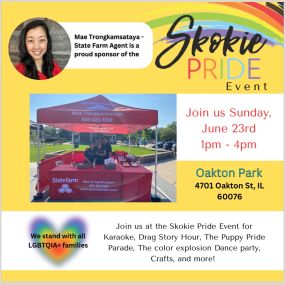 Proud sponsor of Skokie Pride this Sunday, June 23rd hosted by Skokie Park District. Come out for all the festivities!

#insurewithmae #lovewins #lgbtqia+ #loveislove #skokieparkdistrict