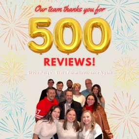 Thank you so much for 500 reviews! Steve Paige State Farm team Sandy Springs