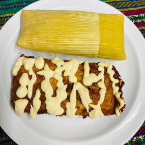 Sweet corn tamale. Tamal de elote.