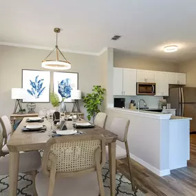 Open-concept kitchen and dining space