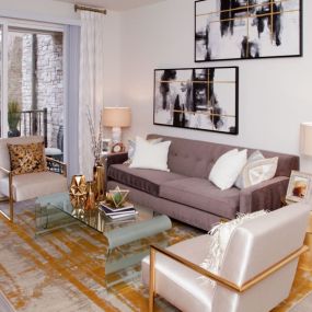 model living room at Fifth Street Place Apartments