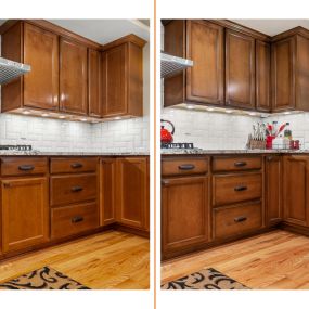 before and after cabinet refinishing