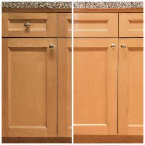 before and after cabinet refinishing