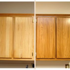 before and after cabinet refinishing