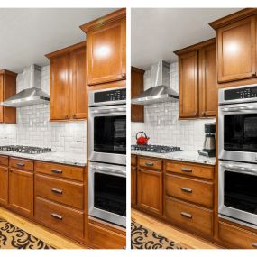 before and after cabinet refinishing