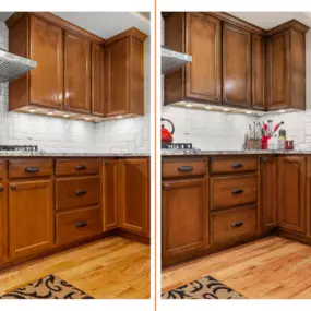 before and after cabinet refinishing