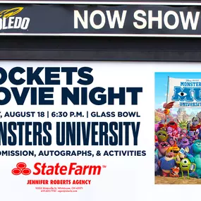 Movie Night at the Glass Bowl is BACK on Friday, August 18, and we are sponsoring! Admission is FREE! Guests must park in Area 10, which is just north of the football stadium. Doors open at 6:30 p.m. for various activities, including bounce houses, movie-themed crafts, and autographs from members of the Toledo football, soccer, and volleyball teams. The movie Monsters University will play on the video board starting at 7:30 p.m. Attendees may bring their own chairs and blankets to sit on the fie