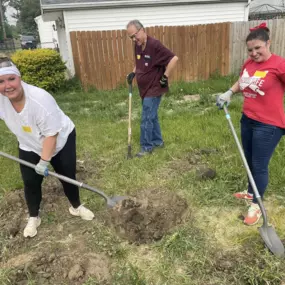 We worked hard on State Farm Founders Day and loved it!! Thank you, Habitat for Humanity, for having us out!!