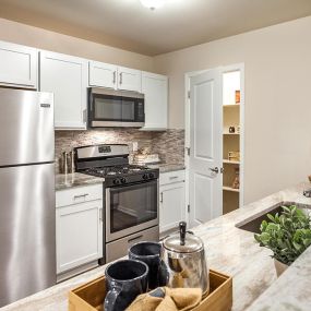 Kitchen in a Luxury Ranch Style Apartment at Cascade Pointe in Saline, MI