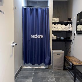 Private shower at Restore HyperWellness Lawrenceville