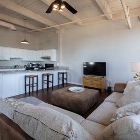 open concept lofts with large windows