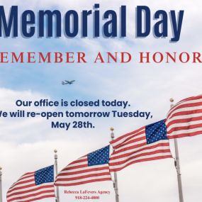 Our office is closed today for Memorial Day.

We will re-open Tuesday, May 28th.