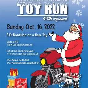 Please join Nikki Bisceglia State Farm office and the Highway Hikers for the annual Toy run!