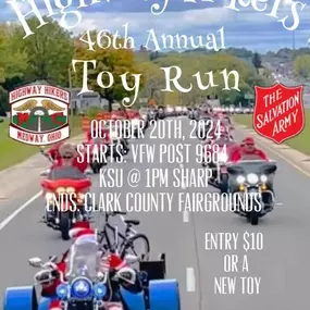 The Toy Run is upon us again. Mark your calendars and we'll see you there!