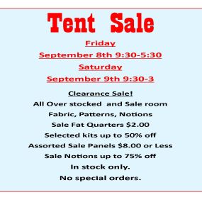Check out our upcoming Tent Sale!