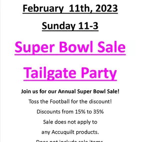 Super Bowl Sale Tailgate Party