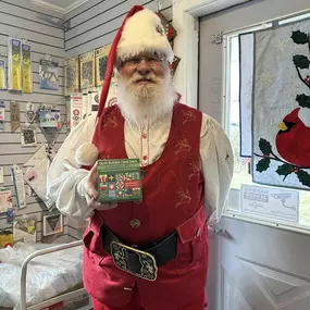 Santa stopped by to pick up the Christmas Quilt Builder Card Deck! Mrs Claus saw this on our Saturday morning and put her order in right away!