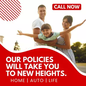 Our policies will take you to new heights! We offer home, auto, and life insurance policies that keep your family and belongings safe.

Learn more about our insurance policies today! Contact us now.