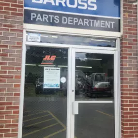 Close-up of Chadwick-BaRoss parts department door