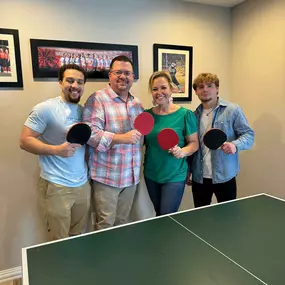 Celebrating Easter with two of our favorite team members. Who do you think won the Easter ping pong challenge today?