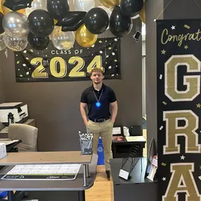 Today we celebrate two things for Colton Burtle! First is his graduation from Millikin!
Second we now have him full-time at the office! Congratulations Colton!