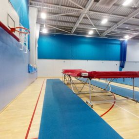Trampolining in the sports hall at Maltby Leisure Centre