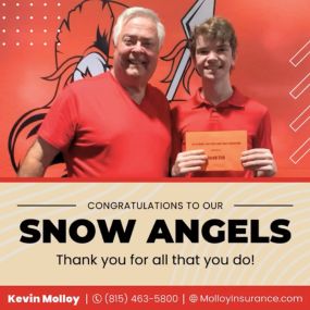We were excited to award (2) $500 Scholarships to two very deserving teens: Jacob Fish (pictured) and Colin Meadows. These teens have been part of our Snow Angel program for the last several winter seasons.
Each winter, we have about 20 teen volunteers from the local high schools who shovel driveways for senior citizens, single parents, or disabled homeowners. Each scholarship candidate wrote an essay describing what their participation in this program has meant to them during their service to t