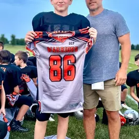 You blink and then this happens. These are my “original” NIL guys from Manhattan, Reggie Hillary and Cooper “the beast” Drew who are not only model student athletes, they are amazing young men who will be leaders within their community. Photo One is their first grade photo, Two is rocking their Junior Warriors jerseys in 5th grade and now as they grab their jerseys as they enter 7th grade. Luke or Tyler will be licking their chops at LWW or Providence if they can land these two young men. They r