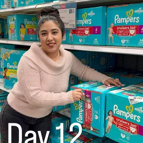 Day 12- Our last day of giving. Brenda chose to hide some cash inside boxes of diapers. What a thoughtful idea. When these new parents go to purchase diapers, they’ll open up the box to a cash surprise!!