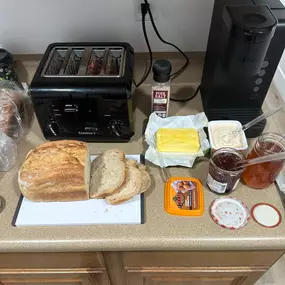 What does your office do on Tuesday mornings?! Thanks to Geri Krehbiel for this glorious sour dough bread, Texas Roadhouse for the scrumptious honey cinnamon spread, and Scott Kitchen for making it happen!