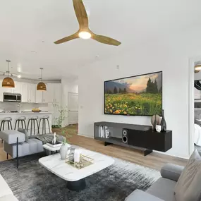 Living room and kitchen at Park Place Apartments