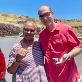 While on a State Farm trip in Hawaii, Curt Beckham helped out in Lahaina.  A woman whose business was destroyed was selling items on the side of the road to which Curt donated to her business and bought some things from her pop-up store.