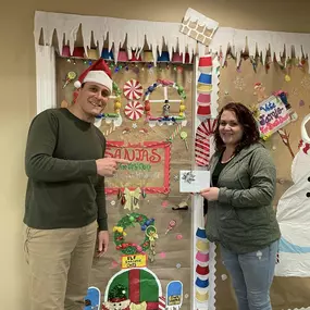 Santa counted his votes, and checked it twice…
Our “door prize” winner is….Door 4 Gingerbread Lane! (Jamie)
Thanks to all who voted in office and on social media…Merry Christmas