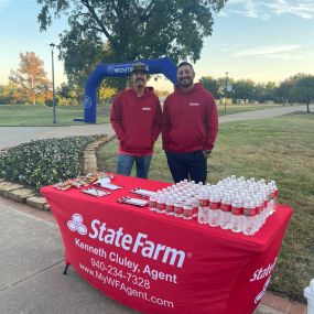 Johnny and Zach manned out table at the Christmas Magic Fun Run: Fa La La Edition hosted by Junior League of Wichita Falls!