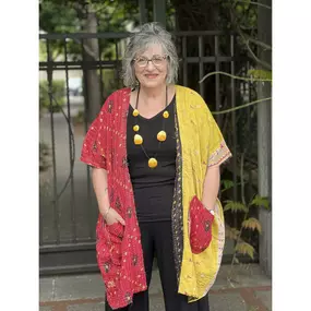 Jaded Gypsy Sunrise Kantha Kimono- Red Yellow