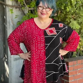 Classic Black, White and Red never goes out of style! Check out our wonderfully feather-weight rayon voile tops from Lyng Designs!