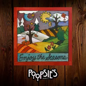 This beautiful piece of art celebrates all four seasons. The colorful 6” x 6” wood plaque features a landscape motif. It can be hung on the wall or stood on a table or shelf.