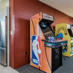 Resident lounge with video arcade games