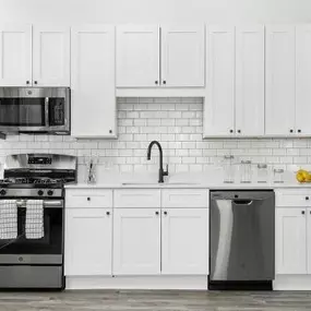 Large kitchen area with appliances