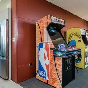 Resident lounge with video arcade games