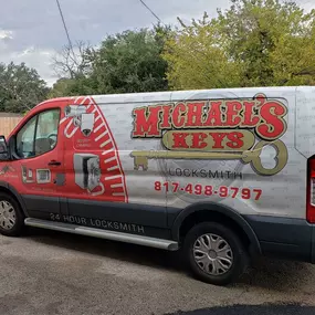 Michael's Keys Locksmith van in Rowlett, TX parked with the company logo visible.